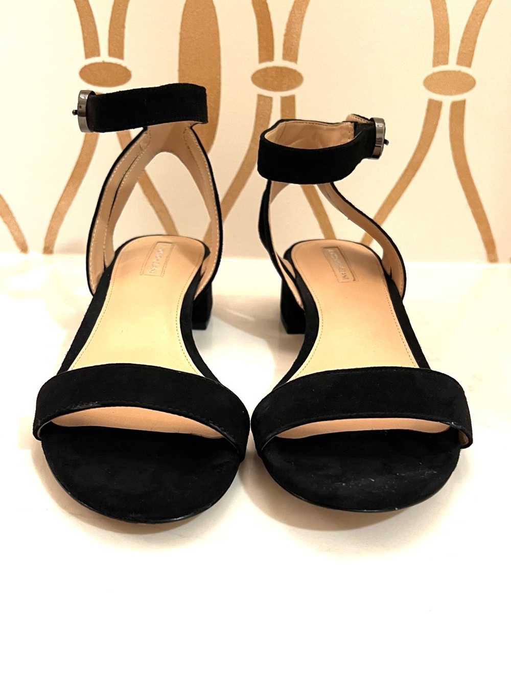 Antonio Melani Black Suede Ankle-Strap Sandals